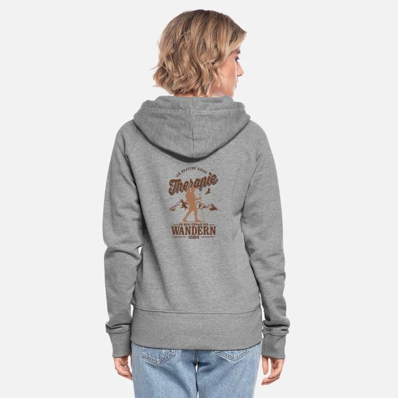 'Brauche Keine Therapie, Muss Nur Wandern - Berge' Frauen Premium Kapuzenjacke | Spreadshirt 3 'Brauche Keine Therapie, Muss Nur Wandern - Berge' Frauen Premium Kapuzenjacke | Spreadshirt – Bild 3