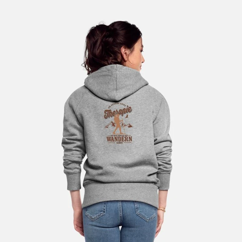 'Brauche Keine Therapie, Muss Nur Wandern - Berge' Frauen Premium Kapuzenjacke | Spreadshirt 4 'Brauche Keine Therapie, Muss Nur Wandern - Berge' Frauen Premium Kapuzenjacke | Spreadshirt – Bild 4