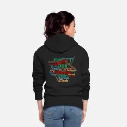 'DDR Ostalgie Wörtersammlung' Frauen Premium Kapuzenjacke | Spreadshirt -Stedman Geschaft ddr ostalgie woertersammlung frauen premium kapuzenjacke 3