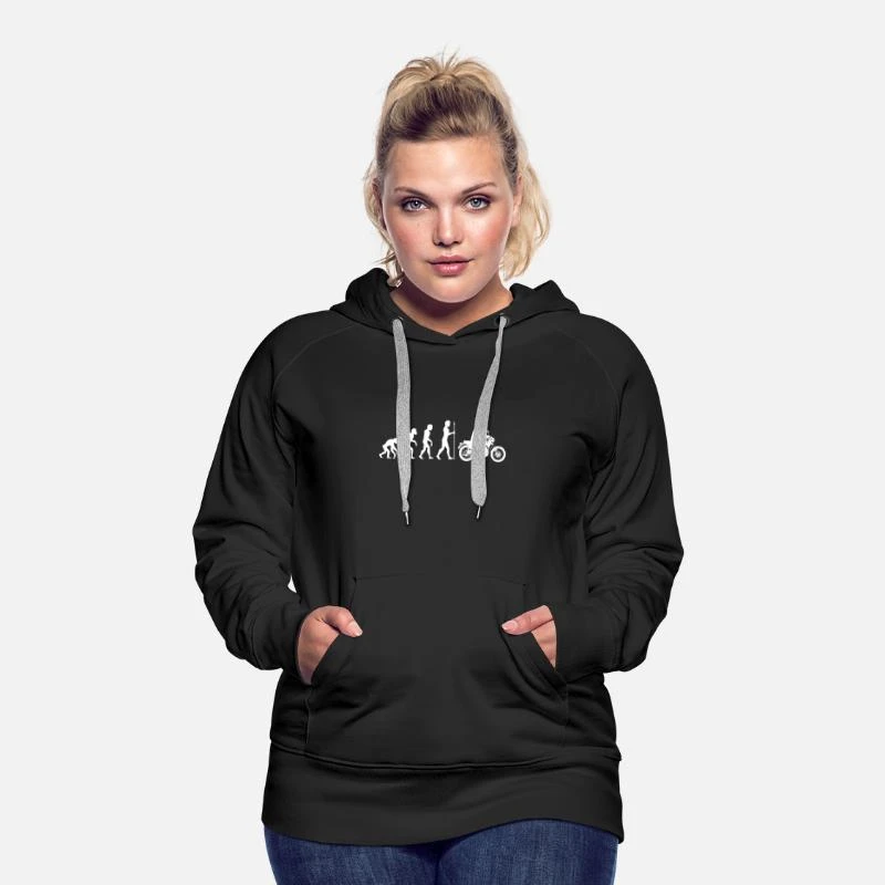 'Evolution Affe Mensch Motorrad Biker Geschenk Idee' Frauen Premium Hoodie | Spreadshirt 3 'Evolution Affe Mensch Motorrad Biker Geschenk Idee' Frauen Premium Hoodie | Spreadshirt – Bild 3