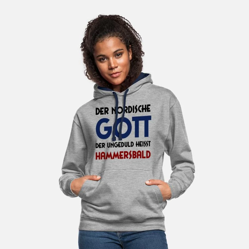 'Gott Der Ungeduld - Hammersbald' Unisex Hoodie Zweifarbig | Spreadshirt 2 'Gott Der Ungeduld - Hammersbald' Unisex Hoodie Zweifarbig | Spreadshirt – Bild 2