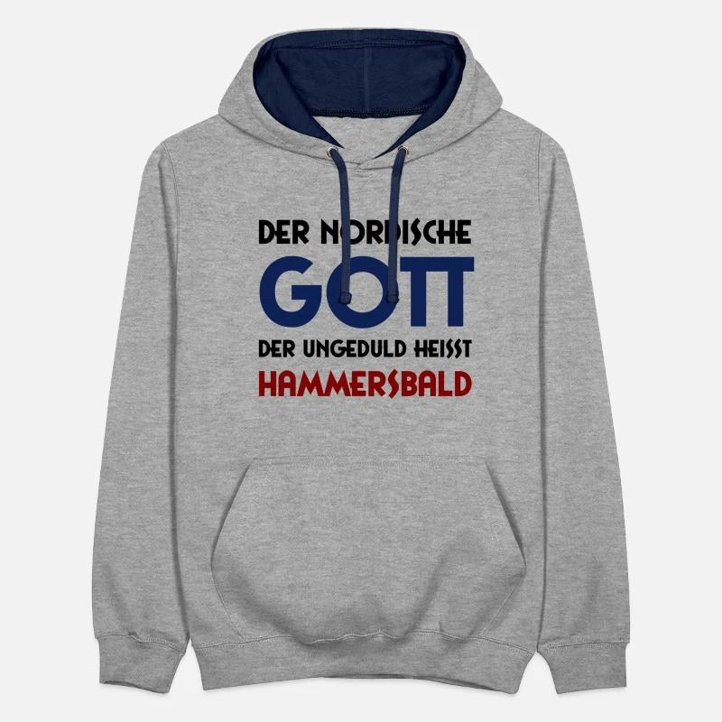 'Gott Der Ungeduld - Hammersbald' Unisex Hoodie Zweifarbig | Spreadshirt 7 'Gott Der Ungeduld - Hammersbald' Unisex Hoodie Zweifarbig | Spreadshirt – Bild 7