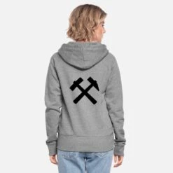 'hammer_und_schlegel__f1' Frauen Premium Kapuzenjacke | Spreadshirt -Stedman Geschaft hammer und schlegel f1 frauen premium kapuzenjacke 2