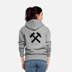 'hammer_und_schlegel__f1' Frauen Premium Kapuzenjacke | Spreadshirt -Stedman Geschaft hammer und schlegel f1 frauen premium kapuzenjacke 3