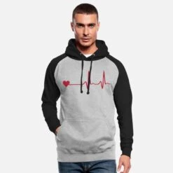 'Herz Und EKG, Herzschlag' Unisex Baseball Hoodie | Spreadshirt