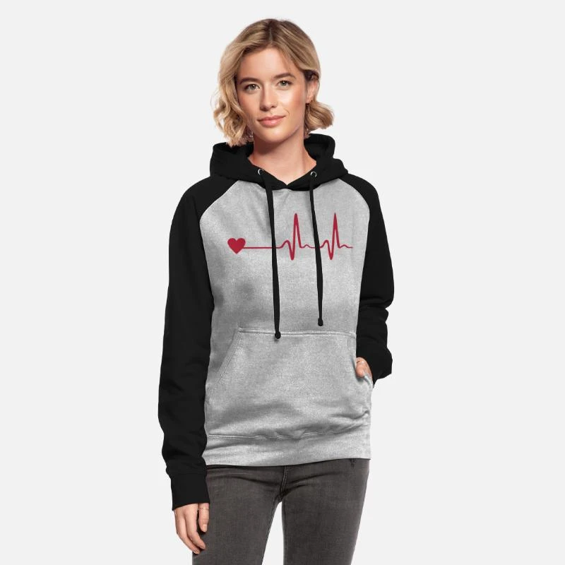 'Herz Und EKG, Herzschlag' Unisex Baseball Hoodie | Spreadshirt 5 'Herz Und EKG, Herzschlag' Unisex Baseball Hoodie | Spreadshirt – Bild 5