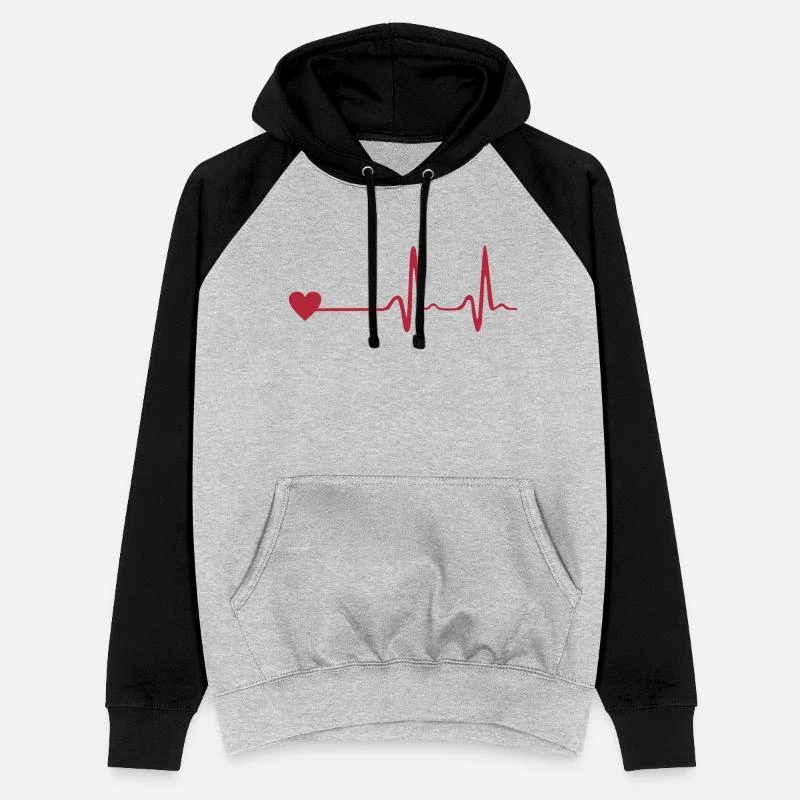 'Herz Und EKG, Herzschlag' Unisex Baseball Hoodie | Spreadshirt 7 'Herz Und EKG, Herzschlag' Unisex Baseball Hoodie | Spreadshirt – Bild 7