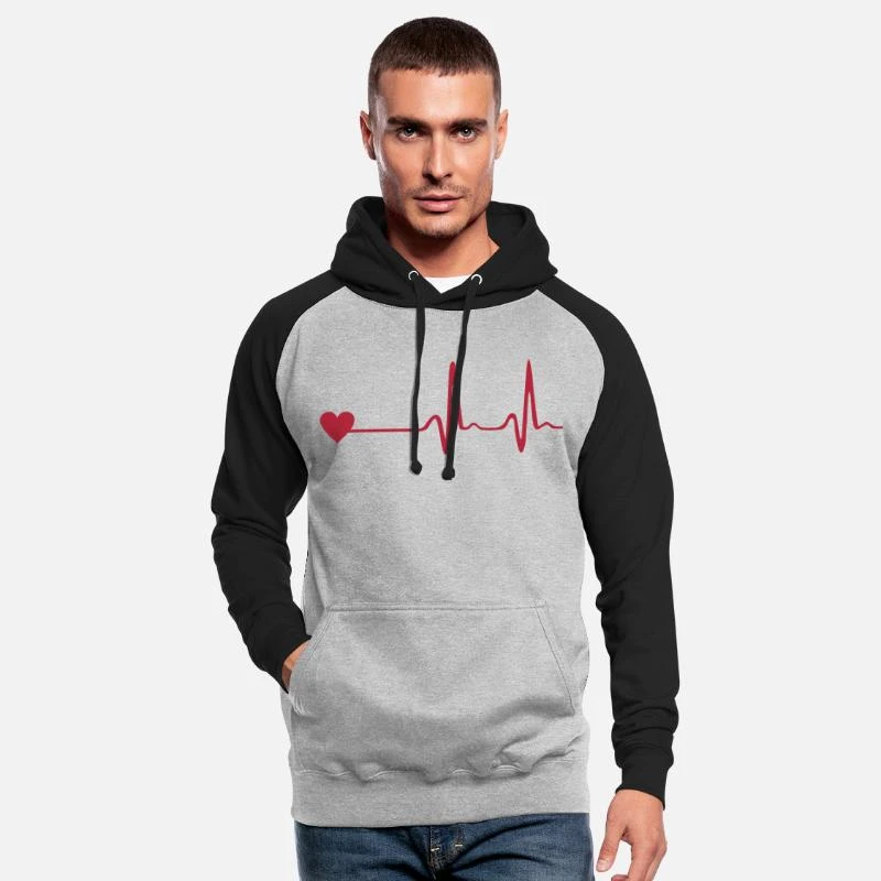 'Herz Und EKG, Herzschlag' Unisex Baseball Hoodie | Spreadshirt 1 'Herz Und EKG, Herzschlag' Unisex Baseball Hoodie | Spreadshirt