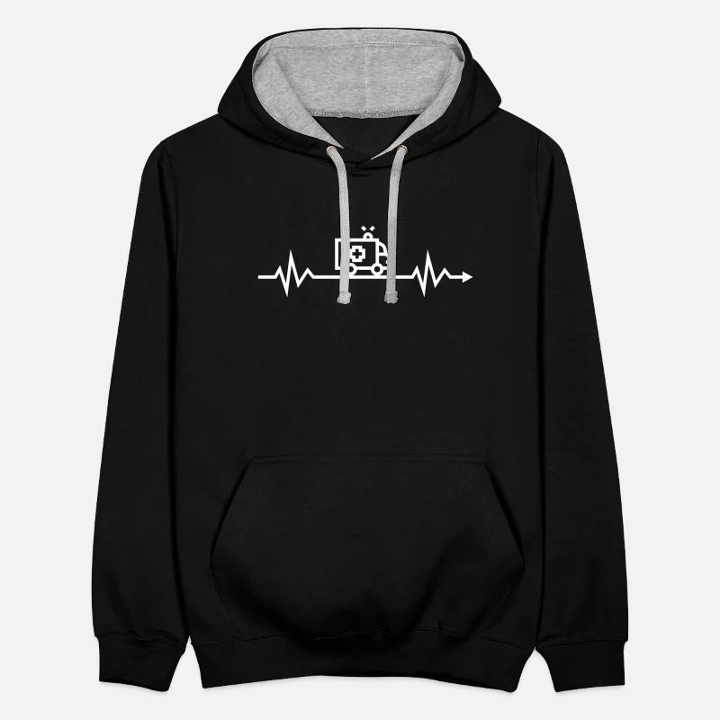 'Herzschlag Krankenwagen Notarzt Rettungssanitäter' Unisex Hoodie Zweifarbig | Spreadshirt 7 'Herzschlag Krankenwagen Notarzt Rettungssanitäter' Unisex Hoodie Zweifarbig | Spreadshirt – Bild 7