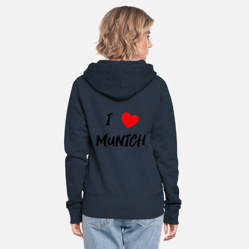 'I LOVE MUNICH' Frauen Premium Kapuzenjacke | Spreadshirt 3 'I LOVE MUNICH' Frauen Premium Kapuzenjacke | Spreadshirt – Bild 3