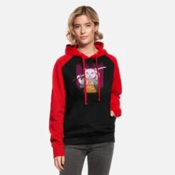 'Japanisch Samurai Maneki Neko Cat Katana Aesthetic' Unisex Baseball Hoodie | Spreadshirt -Stedman Geschaft japanisch samurai maneki neko cat katana aesthetic unisex baseball hoodie 4