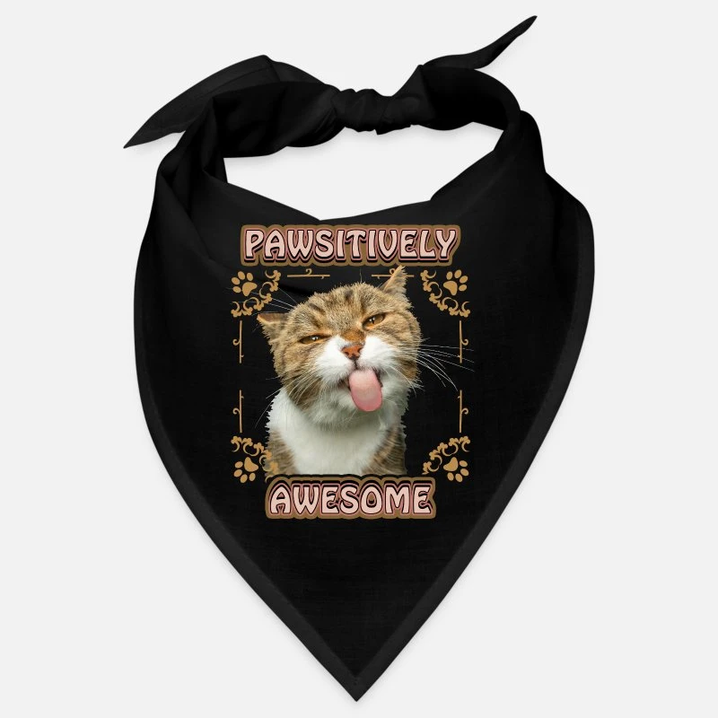 'Katze Streckt Zunge Raus, Lustiger Spruch, Pun' Bandana | Spreadshirt 3 'Katze Streckt Zunge Raus, Lustiger Spruch, Pun' Bandana | Spreadshirt – Bild 3