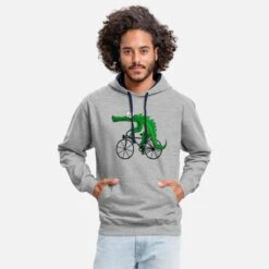 'Krokodil Mit Fahrrad' Unisex Hoodie Zweifarbig | Spreadshirt