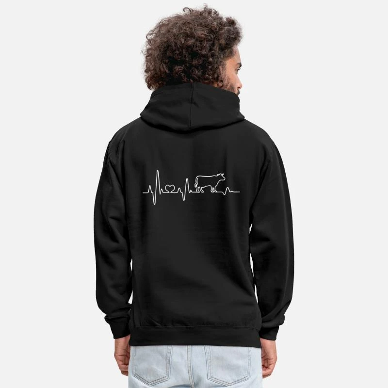 'Kuh Kühe Herzschlag Bauernhof Bauer Landwirt Liebe' Unisex Hoodie Zweifarbig | Spreadshirt 4 'Kuh Kühe Herzschlag Bauernhof Bauer Landwirt Liebe' Unisex Hoodie Zweifarbig | Spreadshirt – Bild 4