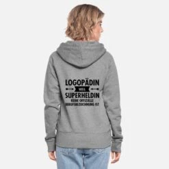 'Logopädin - Superheldin' Frauen Premium Kapuzenjacke | Spreadshirt -Stedman Geschaft logopaedin superheldin frauen premium kapuzenjacke 2