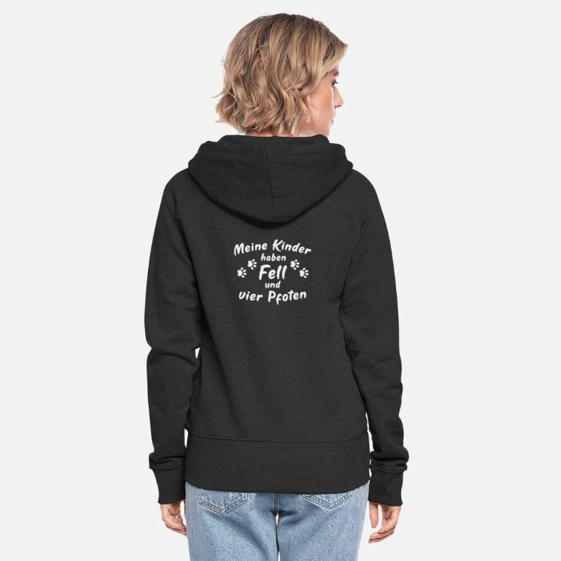 'Meine Kinder Haben Fell Und Vier Pfoten.' Frauen Premium Kapuzenjacke | Spreadshirt 3 'Meine Kinder Haben Fell Und Vier Pfoten.' Frauen Premium Kapuzenjacke | Spreadshirt – Bild 3