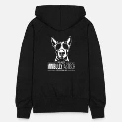 'MINIBULLYTASTISCH Miniature Bullterrier Wilsigns' Frauen Premium Kapuzenjacke | Spreadshirt -Stedman Geschaft minibullytastisch miniature bullterrier wilsigns frauen premium kapuzenjacke 5