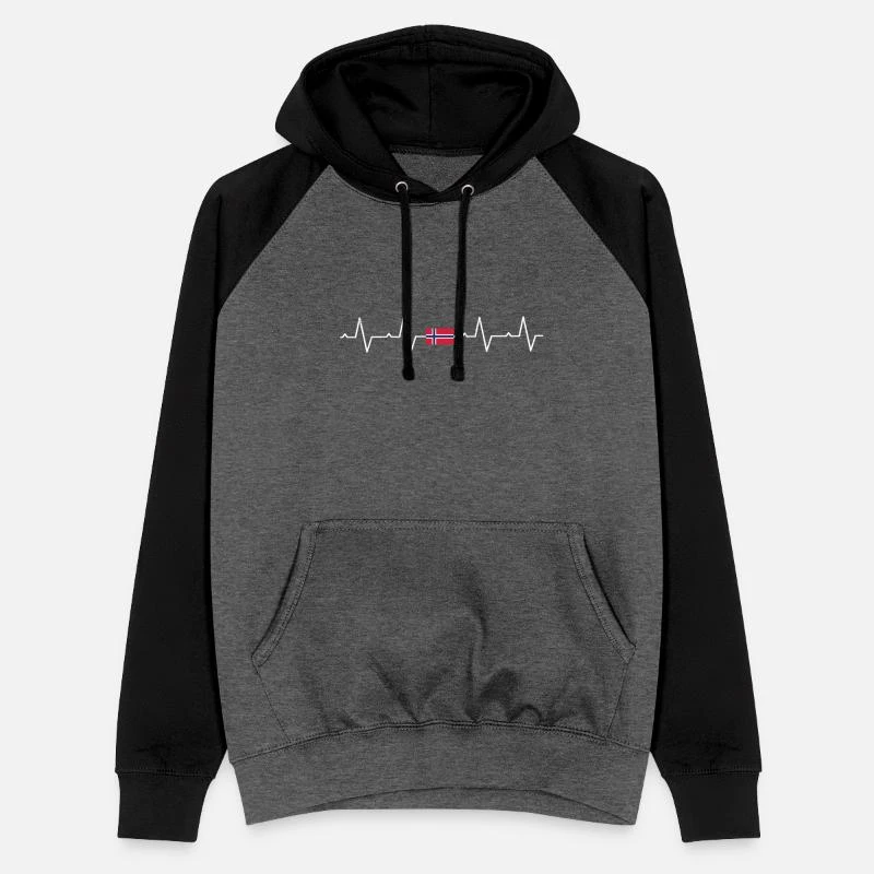 'Norwegen Norweger Skandinavien Herzschlag' Unisex Baseball Hoodie | Spreadshirt 7 'Norwegen Norweger Skandinavien Herzschlag' Unisex Baseball Hoodie | Spreadshirt – Bild 7