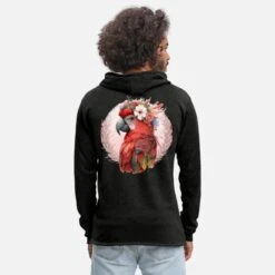 'Red Scarlet Macaw Flower Crown Parrot Watercolor B' Unisex Kapuzen-Sweatshirt | Spreadshirt -Stedman Geschaft red scarlet macaw flower crown parrot watercolor b unisex kapuzen sweatshirt 3