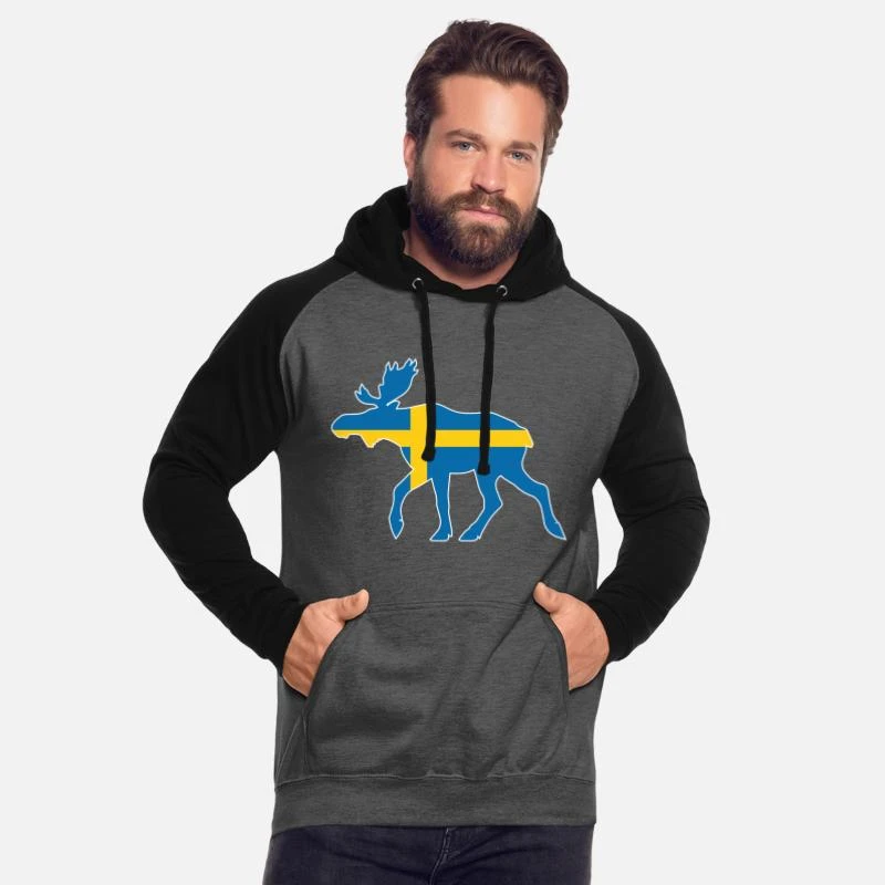 'Schweden Elch' Unisex Baseball Hoodie | Spreadshirt 2 'Schweden Elch' Unisex Baseball Hoodie | Spreadshirt – Bild 2