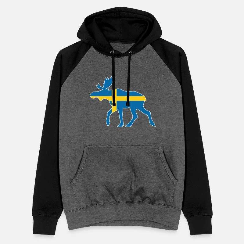 'Schweden Elch' Unisex Baseball Hoodie | Spreadshirt 7 'Schweden Elch' Unisex Baseball Hoodie | Spreadshirt – Bild 7