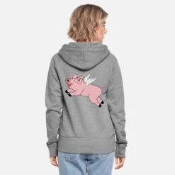 'Schwein Fliegende Geschenk' Frauen Premium Kapuzenjacke | Spreadshirt -Stedman Geschaft schwein fliegende geschenk frauen premium kapuzenjacke 2