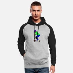 'Stunt Scooter Neon' Unisex Baseball Hoodie | Spreadshirt